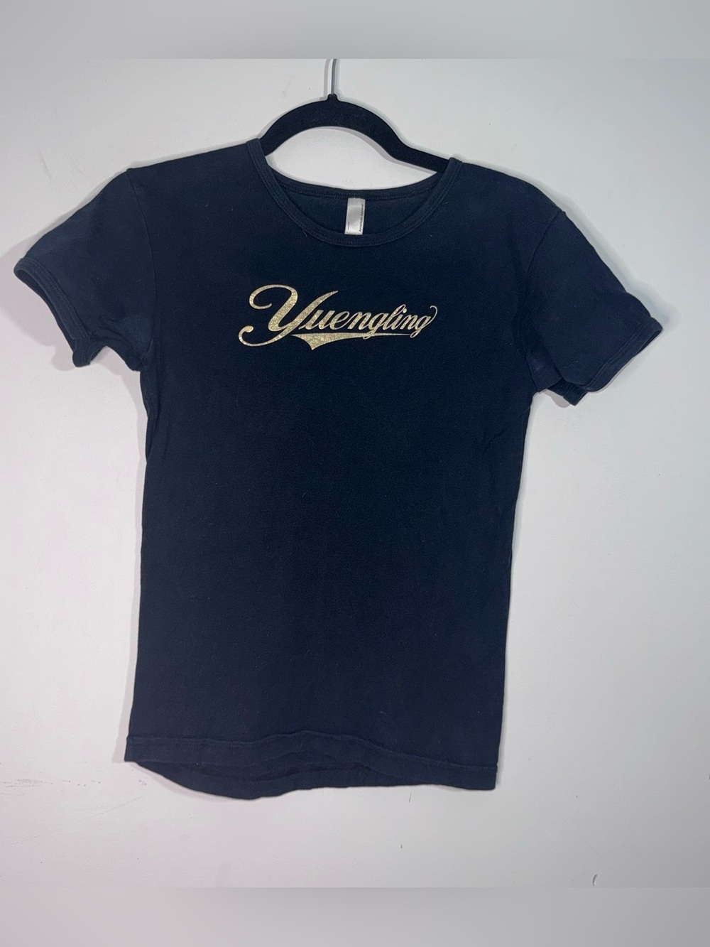 Yuengling Gold Logo Black Baby Tee American Apparel Made in USA Size L